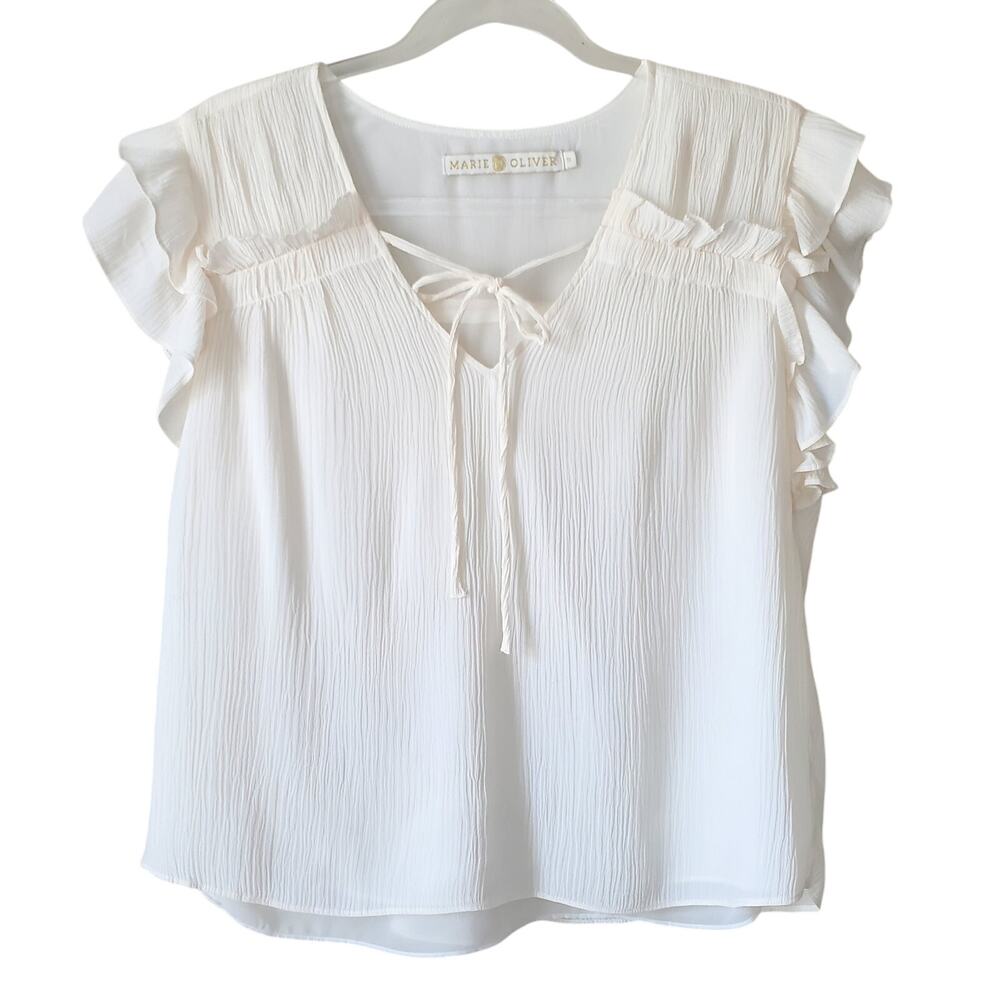 Marie Oliver Ivory Phoebe Blouse Top S Cottage Coquette Prairie Boho NEW Flaw